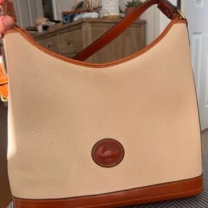 Dooney & Bourke Cream and Brown Leather Hobo Bag